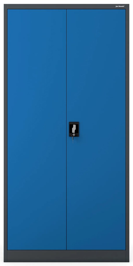 Uzamykateľná upratovacia skriňa DAWID 900 x 1850 x 450 mm, antracitovo-modrá