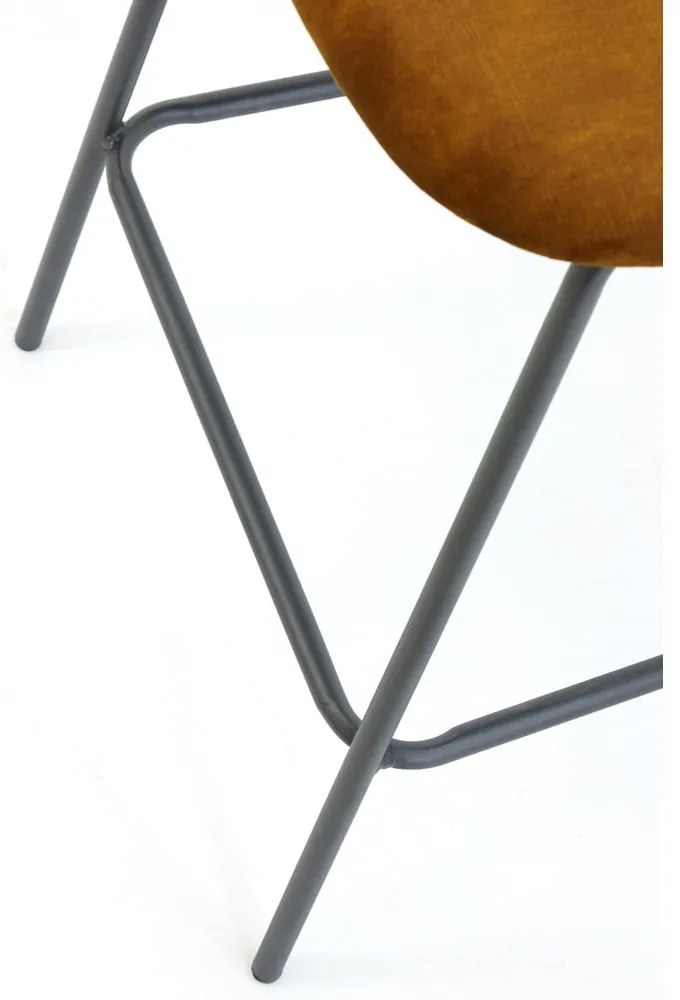 Zamatová barová stolička v horčicovej farbe 92 cm Emma - Light & Living