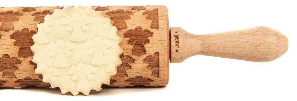 Drevený vianočný embosovaný valček na cesto Valek Angel