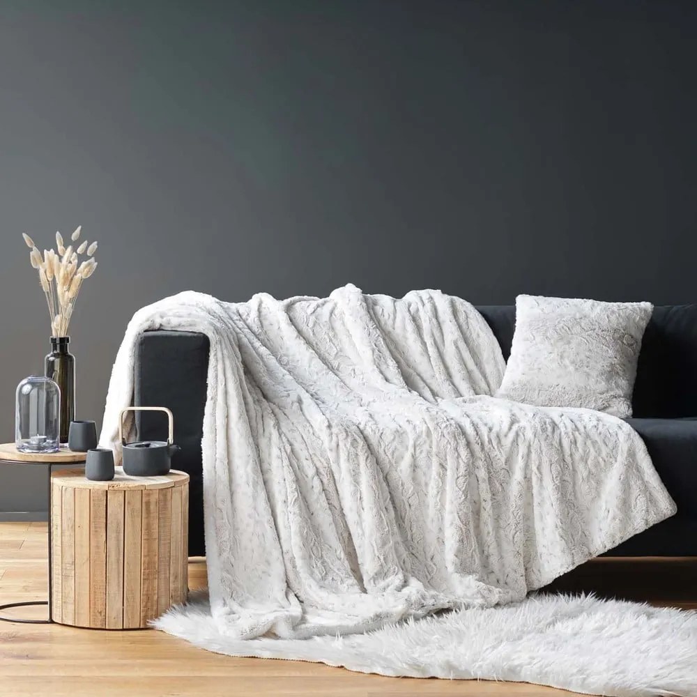 Sivobéžová deka z umelej kožušiny 220x240 cm Alaska – douceur d'intérieur