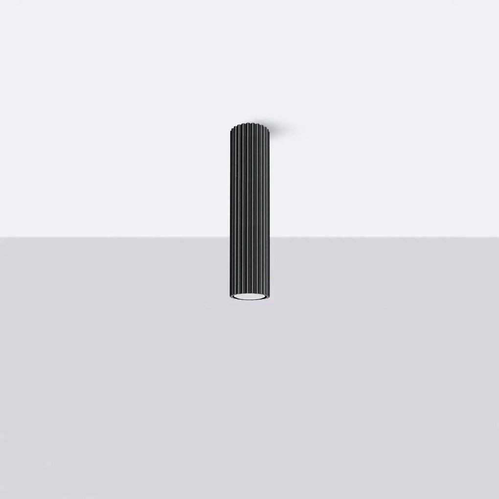 Stropné svietidlo Karbon, 1x čierne kovové tienidlo, (30 cm)