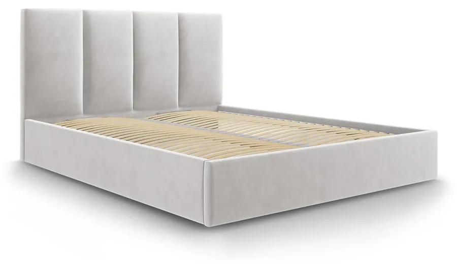 Svetlosivá zamatová dvojlôžková posteľ Mazzini Beds Juniper, 180 x 200 cm