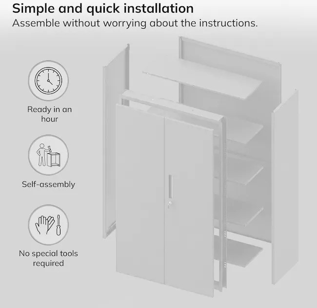 Modulárna kovová multifunkčná skriňa so zásuvkou sivá MEGAN 1850 x 900 x 400 mm
