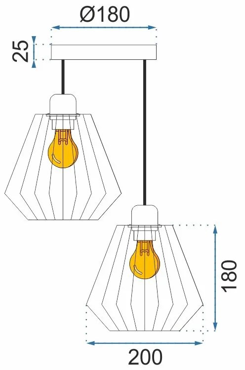 Toolight Toolight, Závesné stropné svietidlo s dvojitým kovovým podkrovím 392196, čierna, OSW-04002