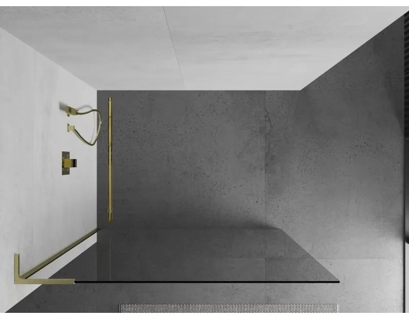 Mexen Kioto L, sprchová zástena Walk-In 85 x 200 cm, 8mm číre sklo, zlatý matný profil, 800-085-103-55-00