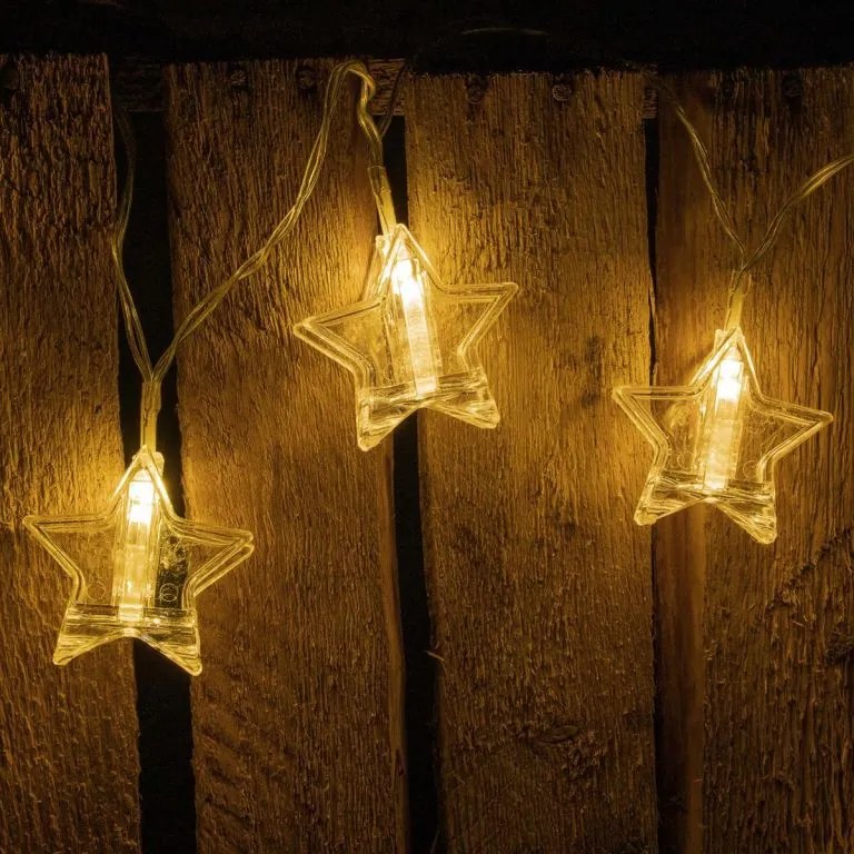 Nexos 64266 Vianočná svetelná reťaz hviezdy, teple biela, 10 LED