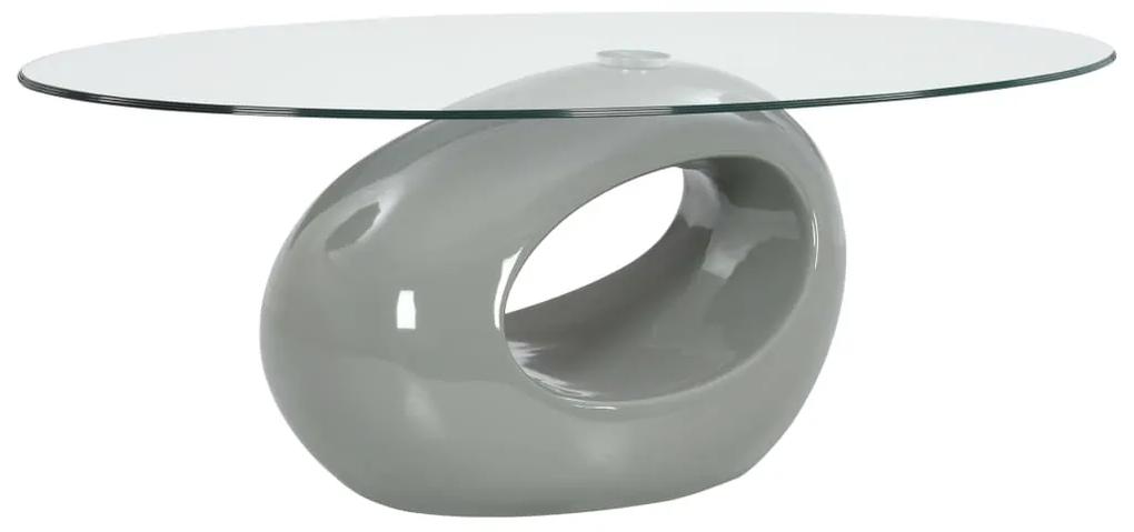 Konferenčný stolík s oválnym sklom lesklý sivý 282987