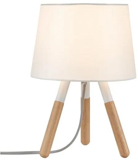 Textilné svietidlo PAULMANN Stolní lampa Neordic Berit látkové stínidlo bílá / dřevo 79646