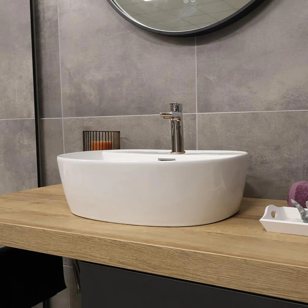 Mereo Lota, umývadlo na dosku s prepadom, 500x380x150 mm, oválne, keramické, MER-UC503815