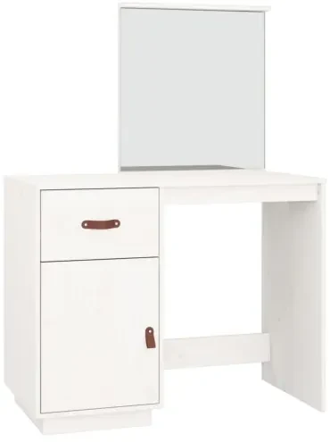 vidaXL Toaletný stolík biely 95x50x134 cm masívne borovicové drevo-