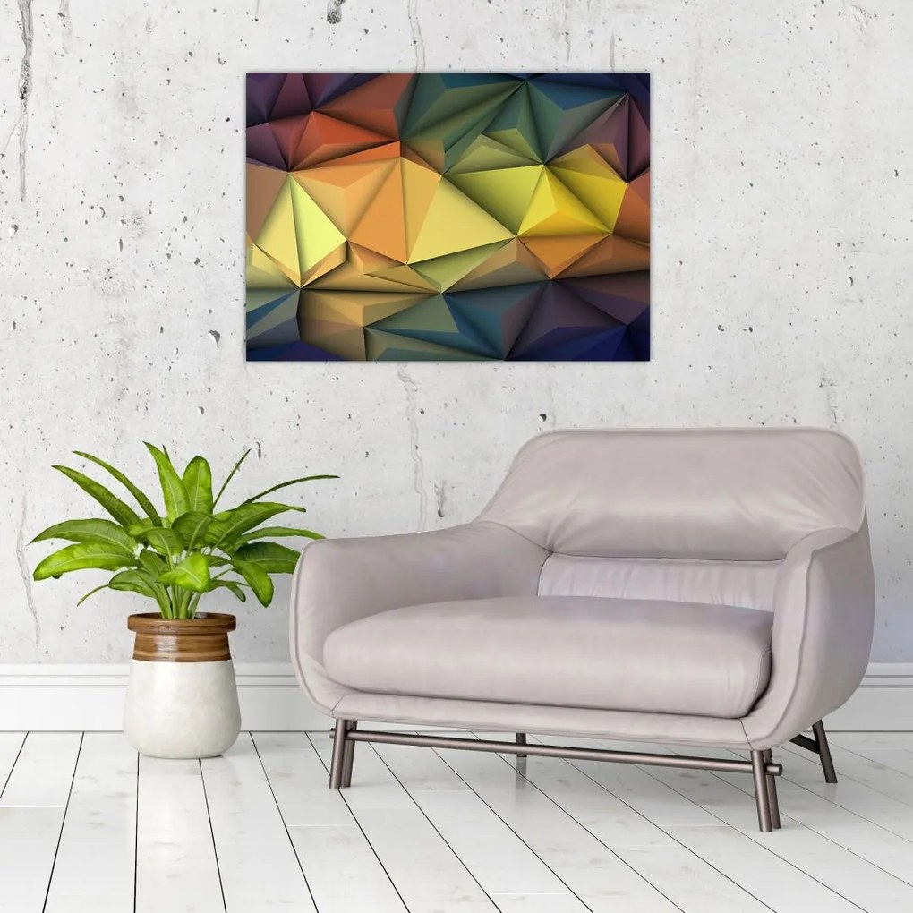 Sklenený obraz - Polygonálna 3D abstrakcia (70x50 cm)