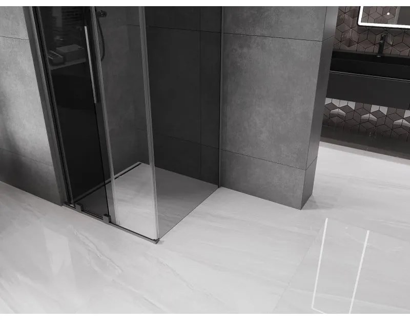 Mexen Velar, sprchový kút s posuvnými dverami 110 x 110 cm, 8mm šedé sklo, grafit brúsený, 871-110-110-41-66