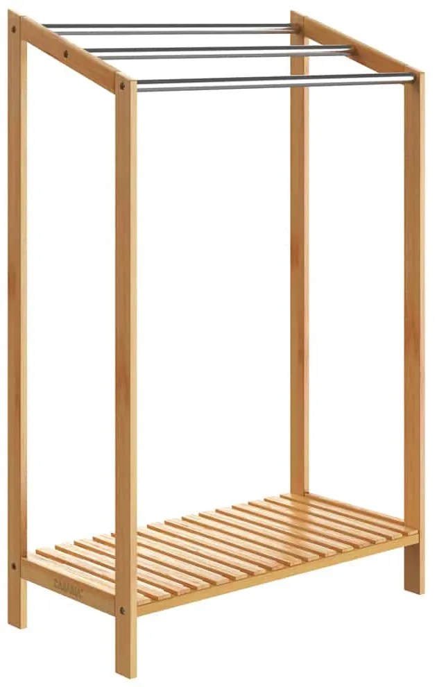 Bambusový stojan na uteráky RUBBY s kovovými tyčami a policou , 51x31x85 cm, hnedá/strieborná Casaria