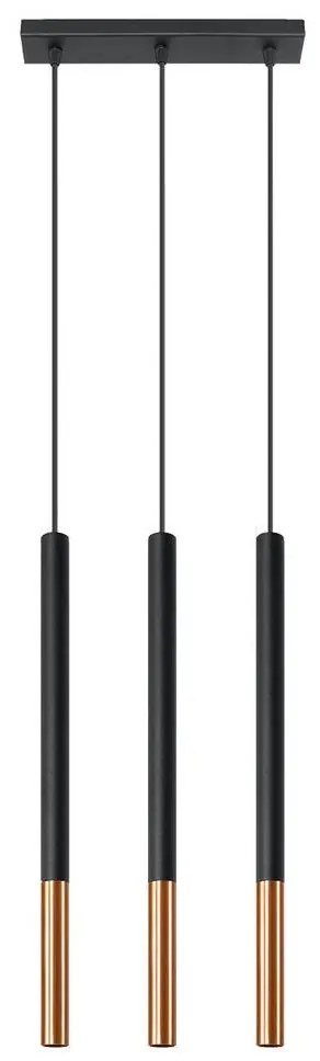 Luster na lanku MOSAIC 3xG9/12W/230V čierna/meď