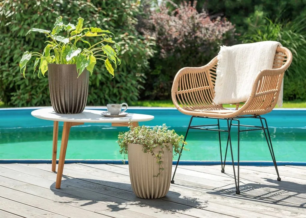 Kvetináč STRIPPED ECO VI 25 cm kávovo hnedý