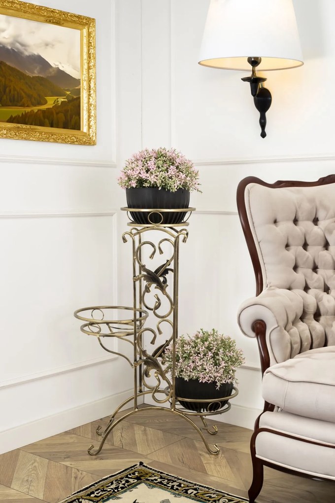 STOJAN NA KVETINÁČ CHERYL 100X65X28 CM ZLATÁ