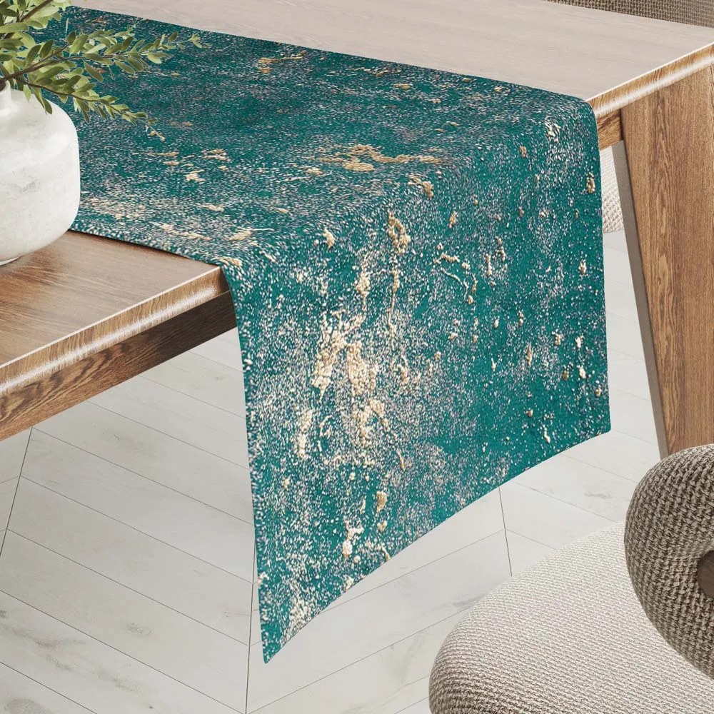 Biante Zamatový behúň na stôl Isabela IBL-007 Gold Design petrolejový 45x140 cm