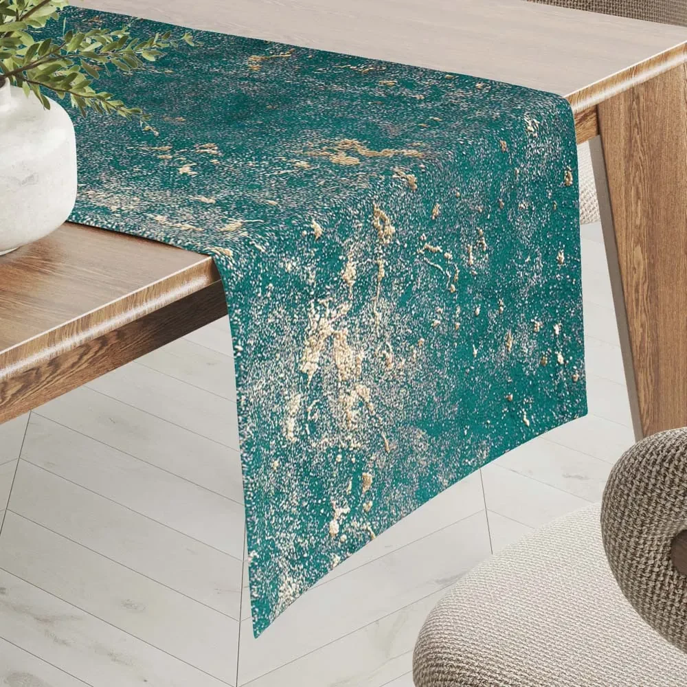 Biante Zamatový behúň na stôl Isabela IBL-007 Gold Design petrolejový 45x140 cm