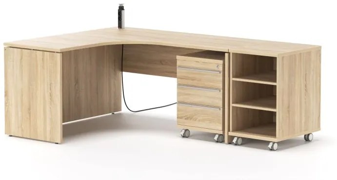 Drevona, kancelársky stôl, REA PLAY, RP-SRD-1600, rohový, ĽAVÝ, lancelot