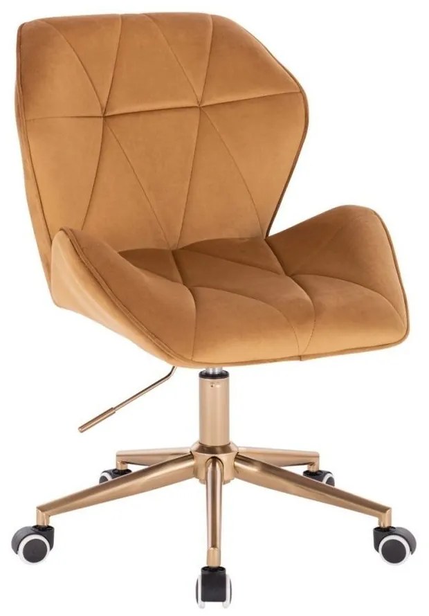 LuxuryForm DESIGN Stolička MILANO MAX VELUR na zlatej podstave s kolieskami - hnedá