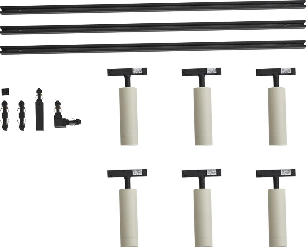 Moderný koľajnicový systém so 6 bodovými svetlami béžový 1-fázový - Slimline Uzzy