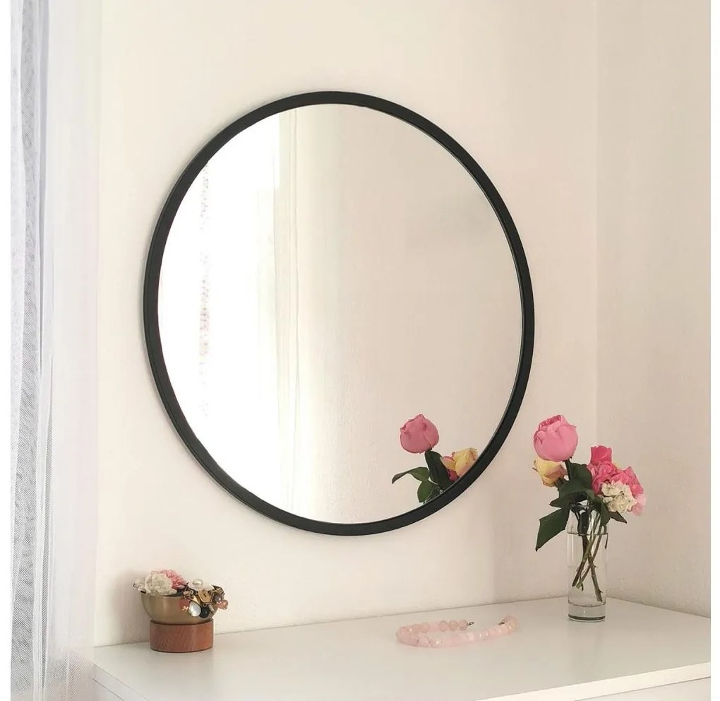 Nástenné zrkadlo SIYAH pr. 60 cm čierna