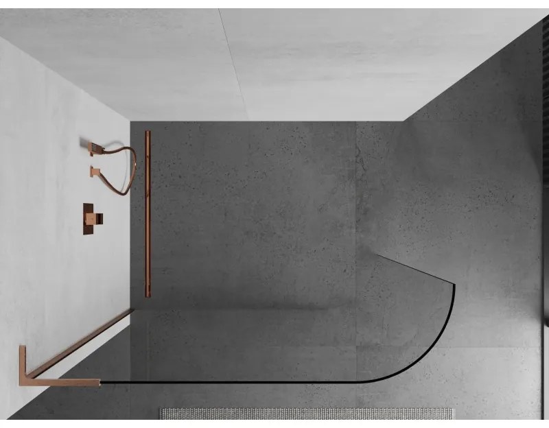 Mexen Kioto L, sprchová zástena Walk-In 120 x 200 cm, 8mm číre sklo, medený matný profil, 800-120-103-65-06