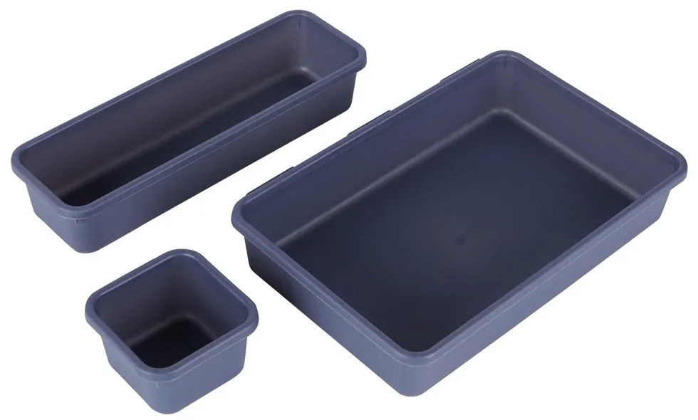 VILDE Súprava 8 kusov organizérov do zásuvky, antracitová, MODULAR 31 cm x 46 cm x 4,5 cm