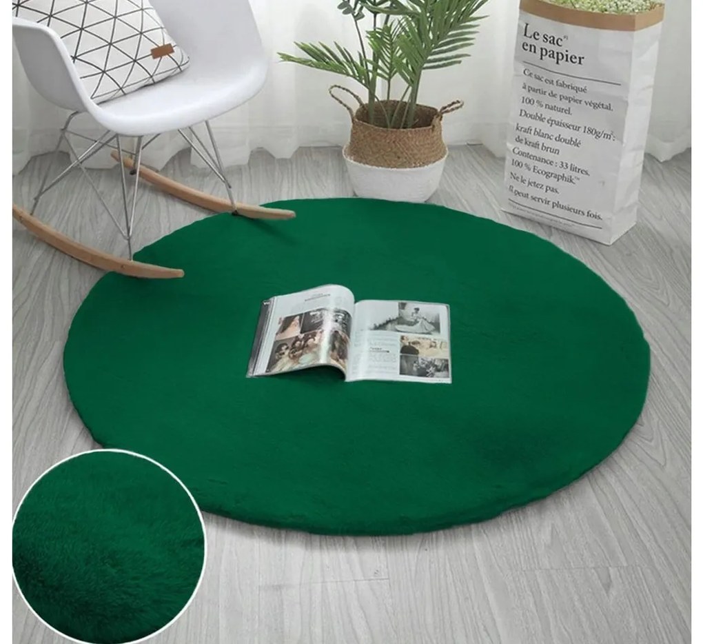 Zelený okrúhly koberec Rabbit Rozmer: 140 cm