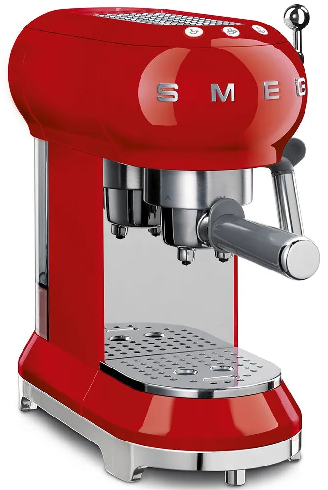 Pákový kávovar na espresso a cappuccino SMEG 50. rokov, červený, ECF01RDEU