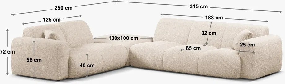 Tmavomodrá rohová pohovka z textílie bouclé (ľavý roh) Molino – Micadoni Home