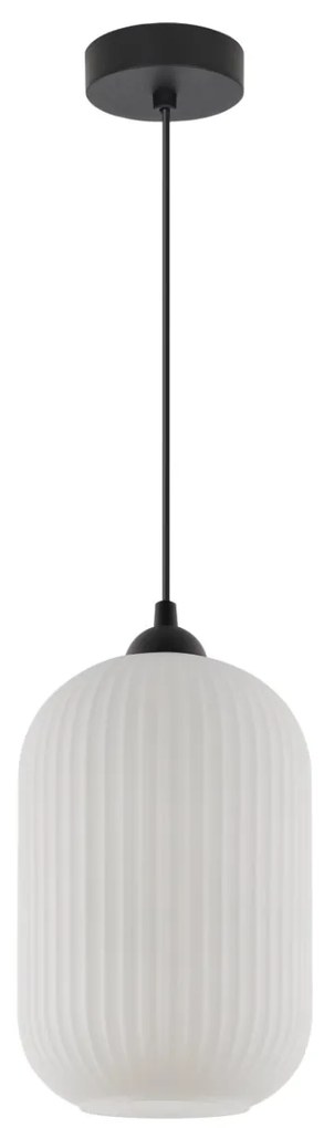 Závesné svietidlo Riffle 4, 1x biele sklenené tienidlo, b