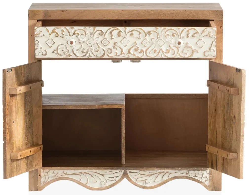 furniture-nabytek.cz - Masivní umyvadlová skříňka Delhi z mangového dřeva, lakovaná, hnědá – 80 cm