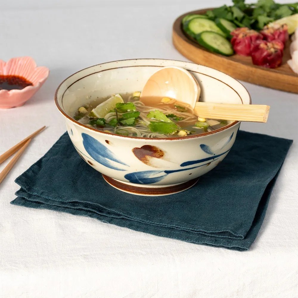 Modrá/béžová porcelánová ramen miska 1 l Breeze – Rex London
