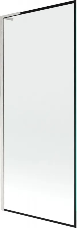 Mexen Next L, 1-krídlová vaňová zástena 80 x 150 cm, 6mm číre sklo-čierny vzor, 6mm číre sklo, profil brúsená oceľ, 895-080-000-03-70-97