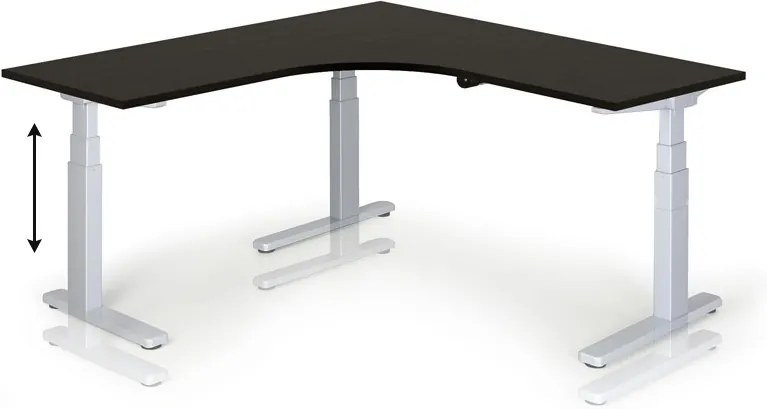 Výškovo nastaviteľný stôl L, 675-1275 mm, elektrický, 1600 x 1600 mm, wenge