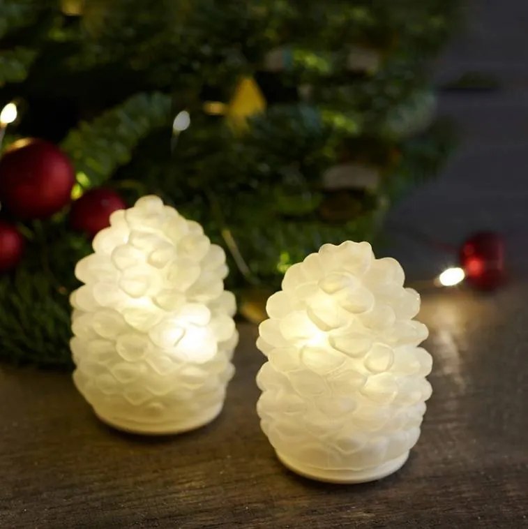 SIRIUS LED skleněná dekorace šišky, sada 2 kusy, matné