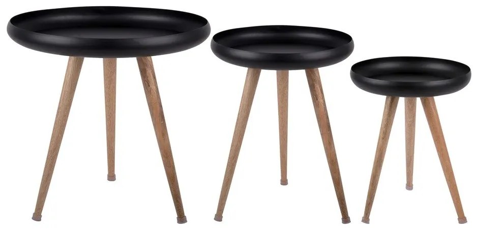 Kovové okrúhle odkladacie stolíky v súprave 3 ks Tripod – Leitmotiv