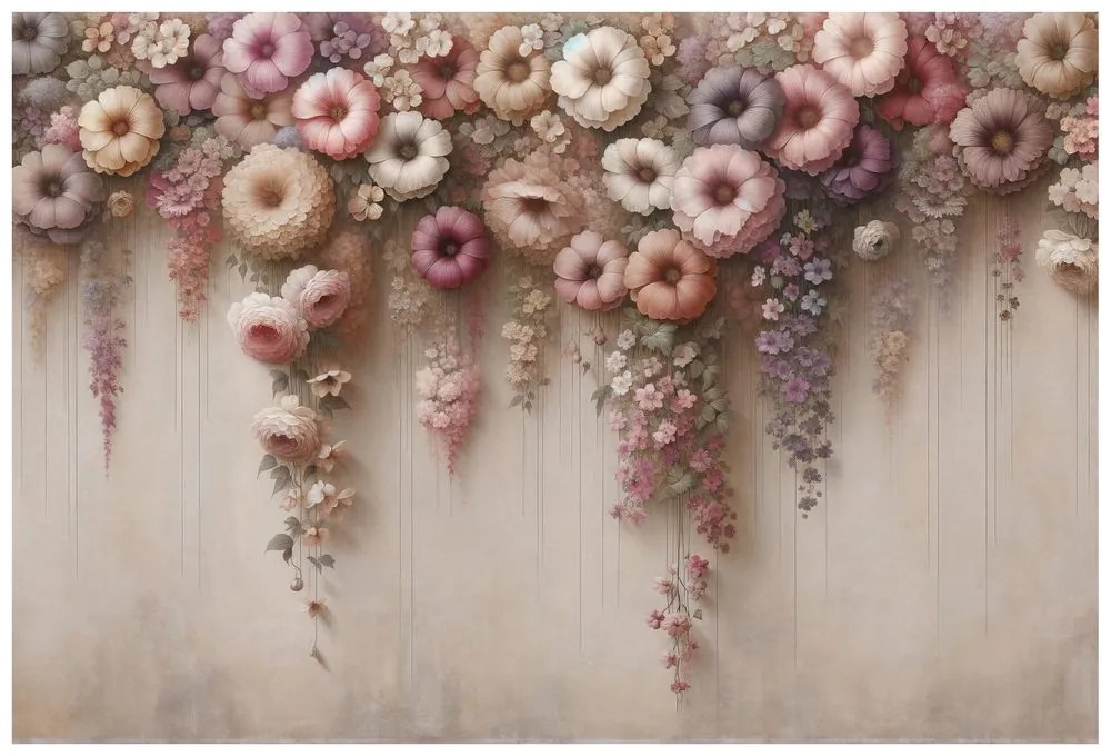 Samolepiaca tapeta pastelové visiace kvety