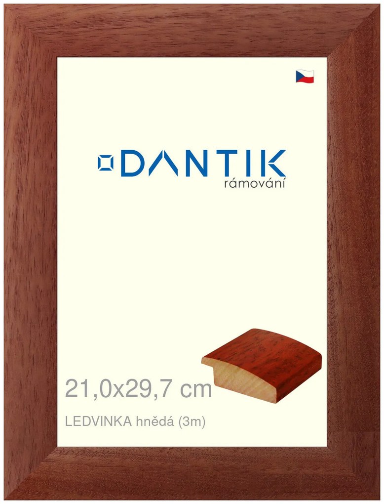 DANTIK rám na obraz 21x29,7 | LEDVINKA hnědá (Sklo Čiré)