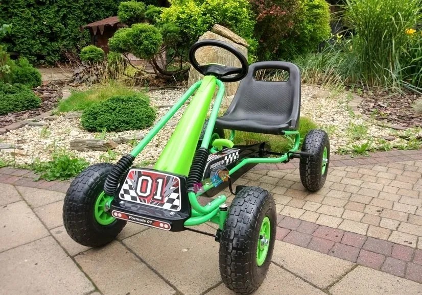 RAMIZ ŠĽAPACIA KÁRA GOKART A15 S NAFUKOVACÍMI KOLESAMI - Zelená 2024