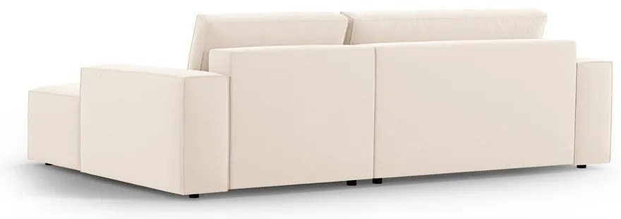 Béžová zamatová rozkladacia/s úložným priestorom rohová pohovka (pravý roh/s leňoškou) Jodie – Micadoni