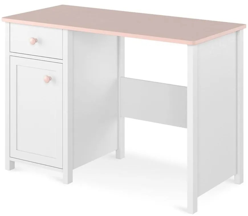 Písací stôl 1D1S Luna LN-03 biely/ružové