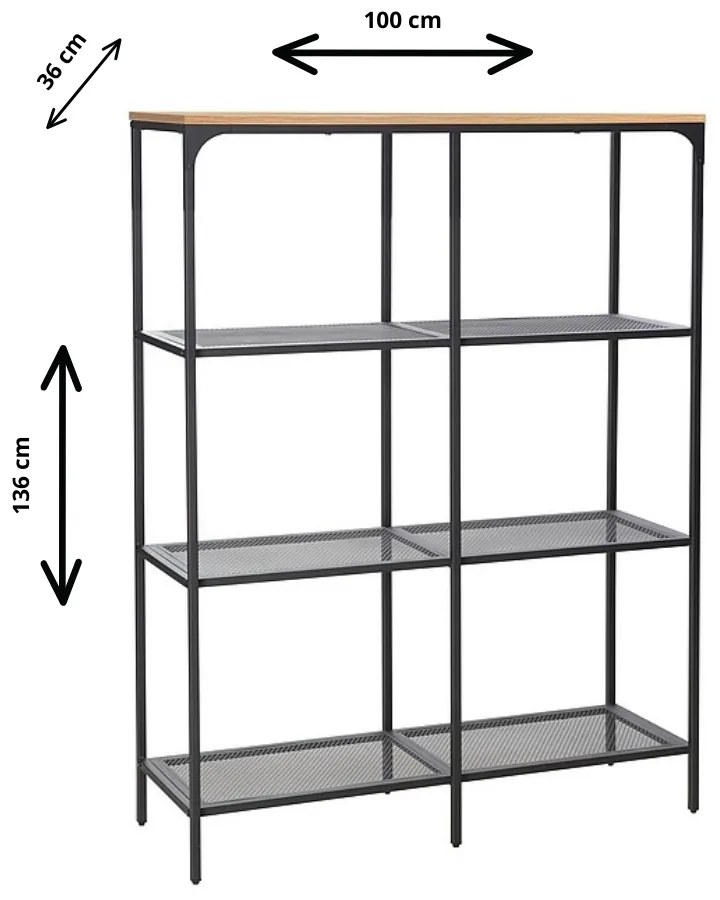 Regál Lex A 100 cm dub prírodný/čierny