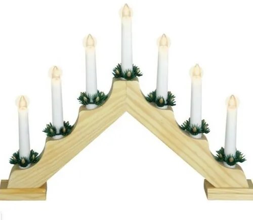 LED Drevený svietnik Advent, 7x LED, 41 x 30 x 5,5 cm