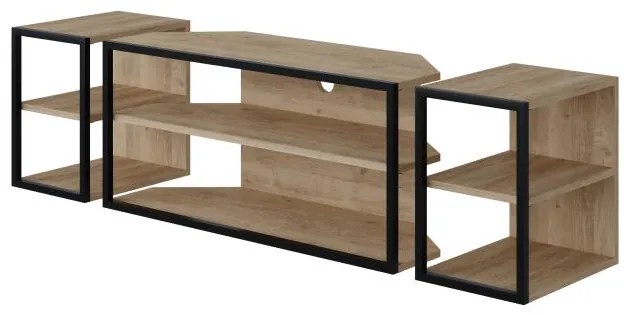 Súprava TV stolíka + 2 ks bočných stolíkov Houseland Echo dub zafírový/čierna