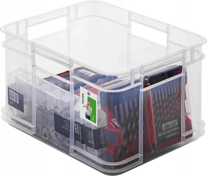 Keeeper Úložný box pre domácnosť aj dielňu, BRUNO M, 16L, 35 x 27 x 21 cm, transparentný