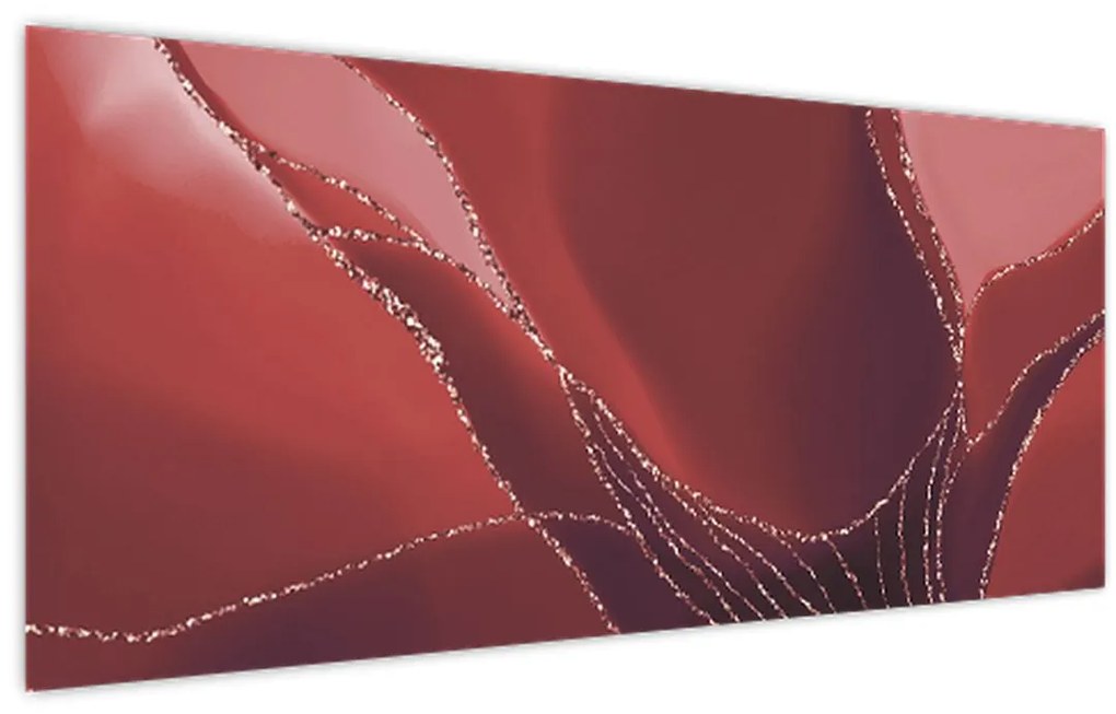 Obraz - Červená abstraktná kvetina N⁰2 (120x50 cm)