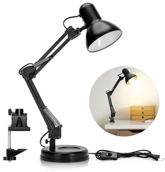 Aigostar - Stolná lampa 2v1 1xE27/40W/230V čierna