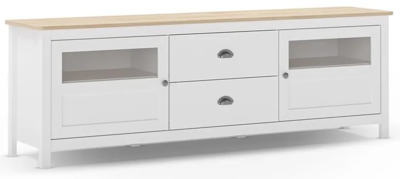 Biely TV stolík z borovicového dreva 180x59 cm Misti – Marckeric